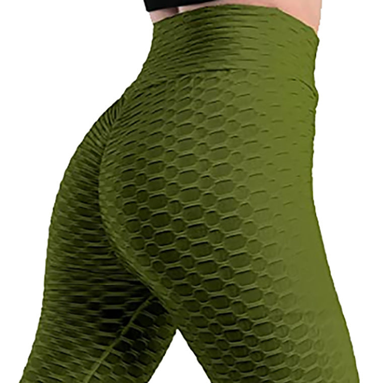 Breathable Padded Base Seven-Point Fine Bubble Jacquard Yoga Pants